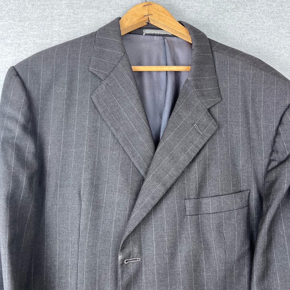 Hickey Freeman Suit Mens‎ 46R Dark Gray Pinstripe Loro Piana